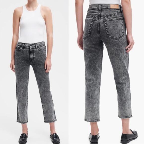 Seven for all Mankind Luxe Vintage High Waist Cropped Straight Felix Black w27 - Picture 3 of 11